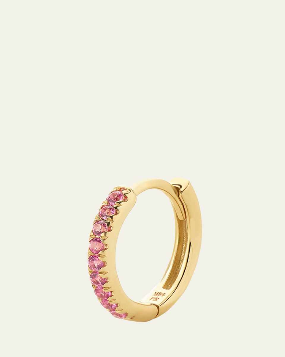 14K Yellow Gold Sapphire Huggie Earring, Single